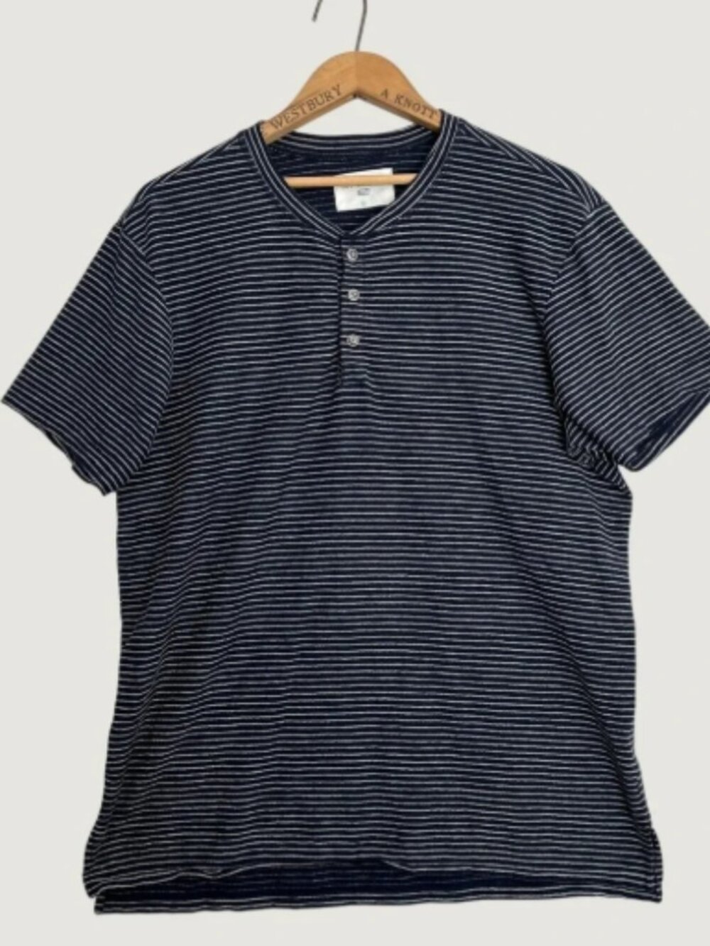 Sol Angeles Mens XL Navy Blue White Striped Short Sleeve Henley T-Shirt